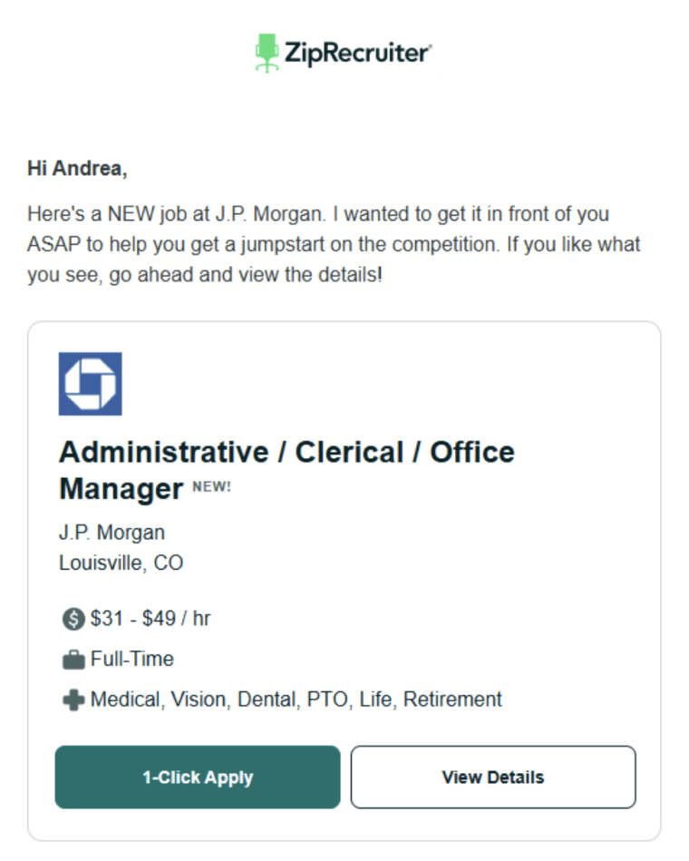 Job scams on trusted sites like LinkedIn and ZipRecruiter are preying on workers' desperation Andrea Maestas received this notice about a job on ZipRecruiter. The posting turned out to be fake.