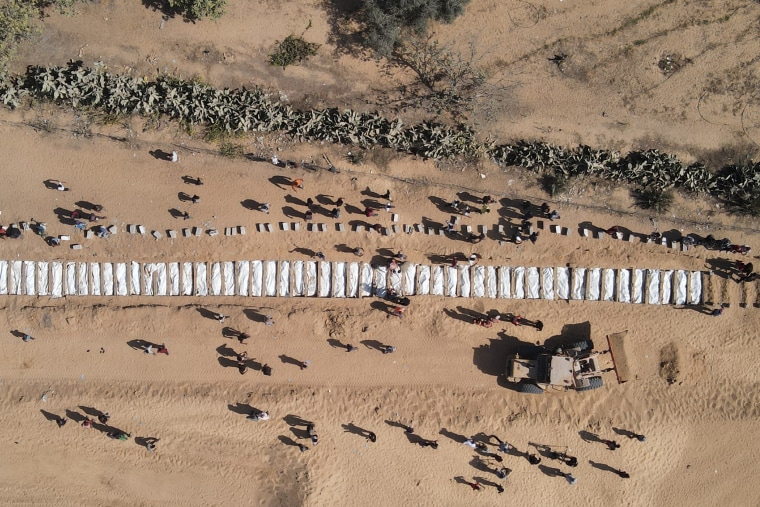 The remains of unidentified Palestinians whose bodies were returned by Israel