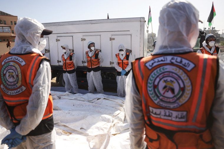 The remains of unidentified Palestinians whose bodies were returned by Israel