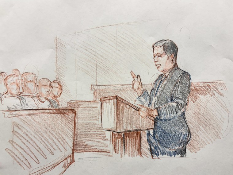 Sangamon County State’s Attorney John Milhiser gives his opening statement.