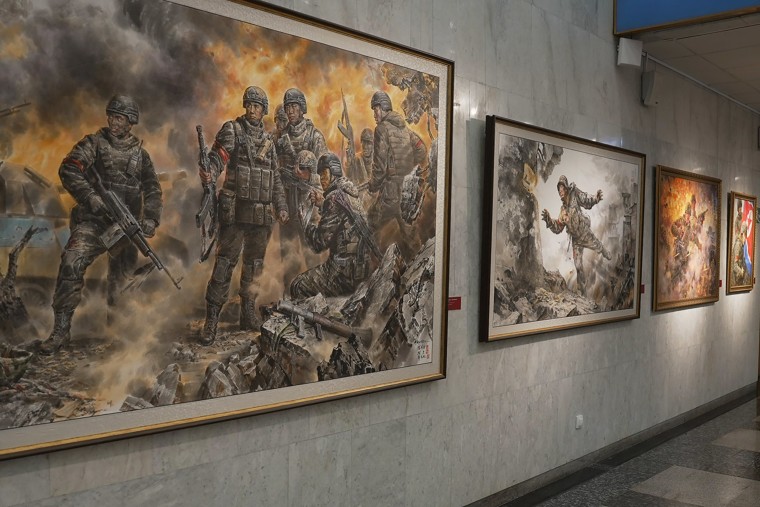 Oil paintings by North Korean artists.