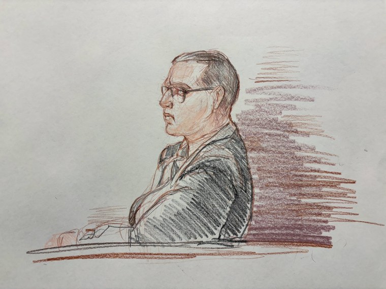 A sketch of Sean Grayson seated in court