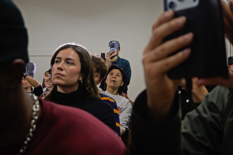 Attendees at an influencer event ahead of the New York City mayoral election on Oct. 28, 2025.