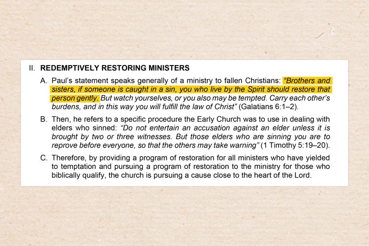 An excerpt from the 'District Office Manual for Ministerial Discipline and Restoration.'