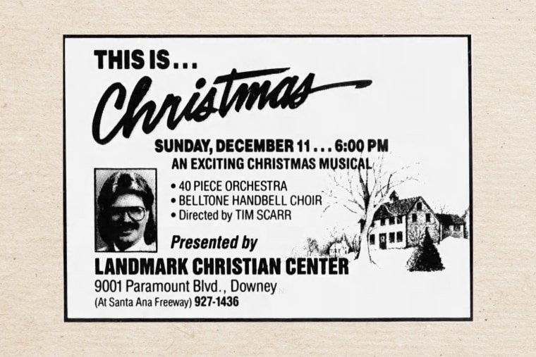A christmas musical ad in the newspaper featuring Timothy Scarr.