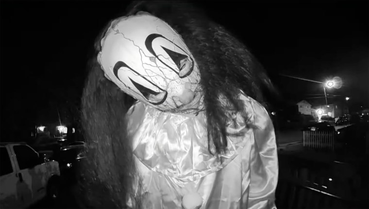 Individual in a clown mask caught on Ring video.