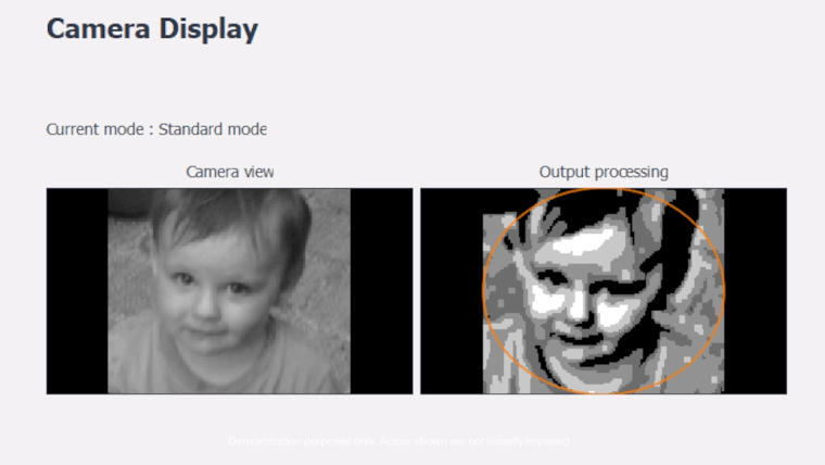 With a tiny eye implant and special glasses, some legally blind patients can read again The image on the right shows what the camera sends to the user's implanted microchip.