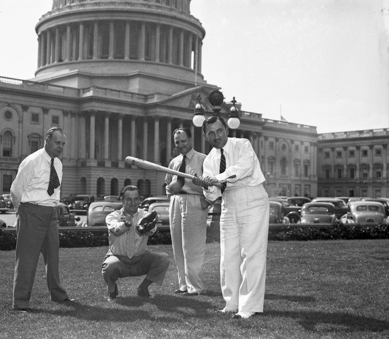 Members Of The Congressional Baseball Team Practice For Game With Correspondents.