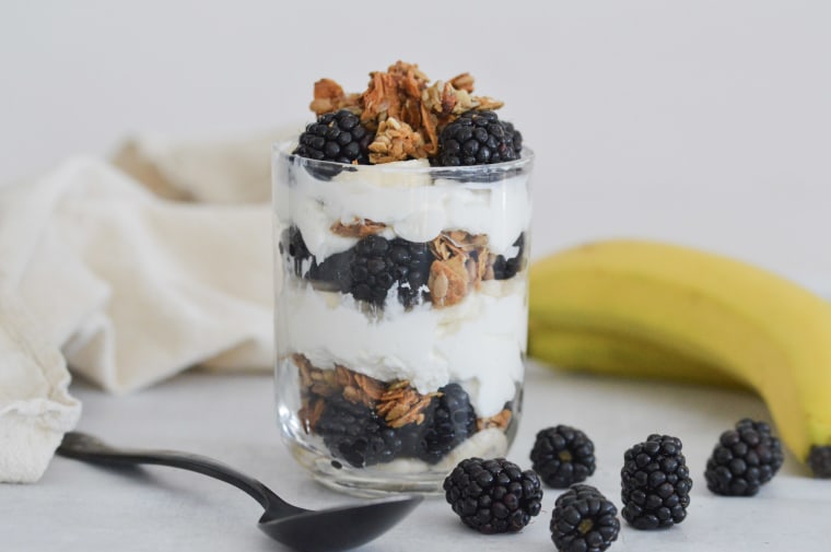Banana & Berry Yogurt Parfait from Start TODAY app