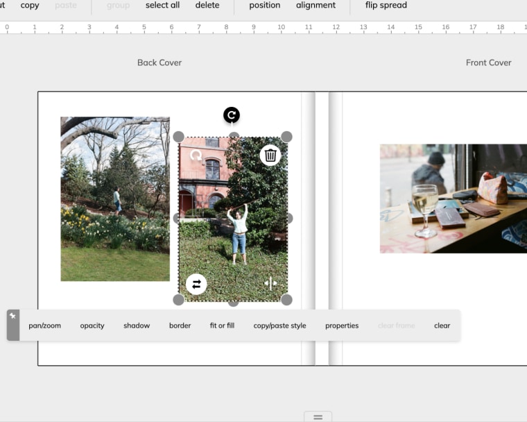 Screenshot of Printique’s online designing page