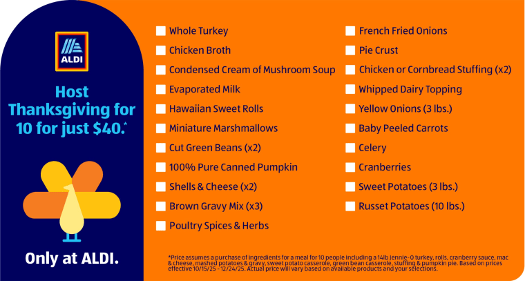 Aldi's $40 Thanksgiving dinner.