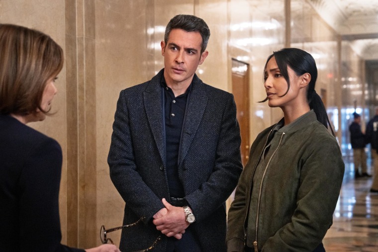 John Boyd as Special Agent Stuart Scola and Emily Alabi as Dani Rhodes on "FBI."
