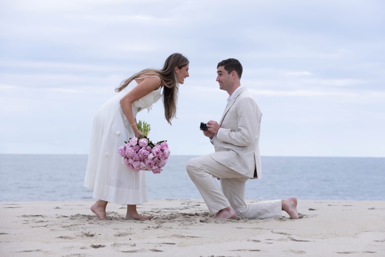 Wicklund was able to propose to Caetano on one knee despite his recent health scare.