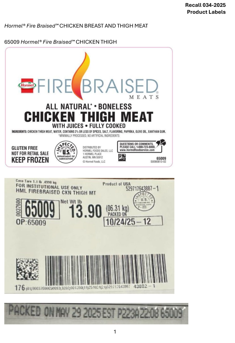 Hormel chicken recall