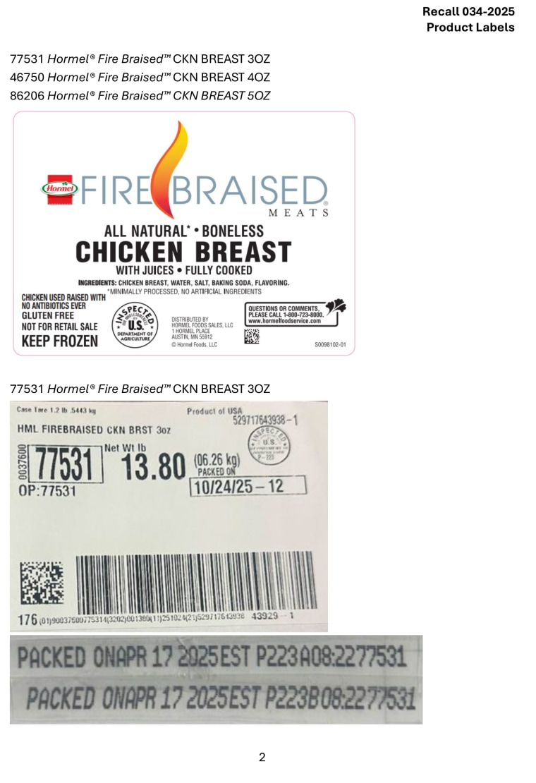 Hormel chicken recall