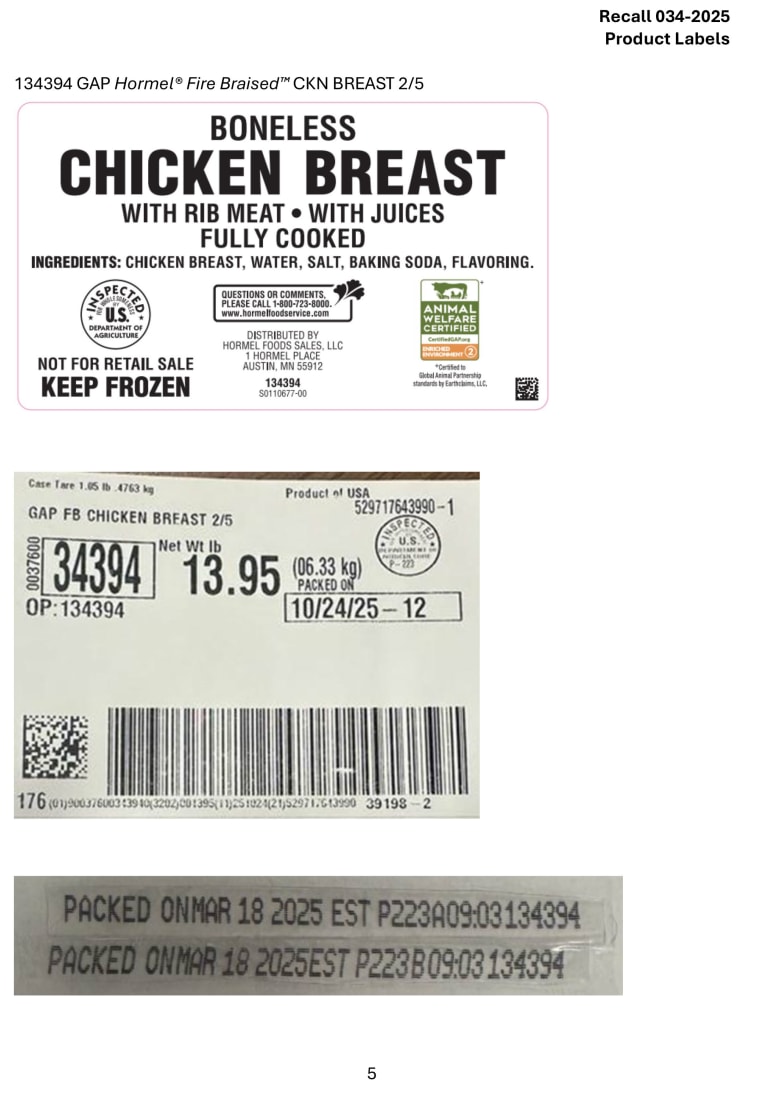 Hormel chicken recall