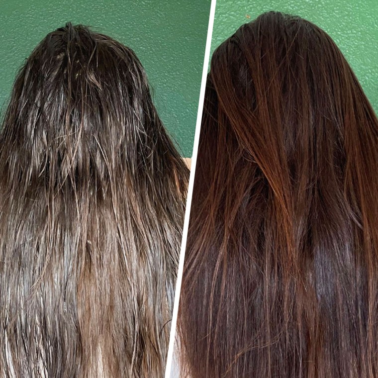 Before and after using Olaplex's No. 7 Bonding Oil