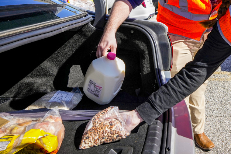 Houston Food Bank distributes food.