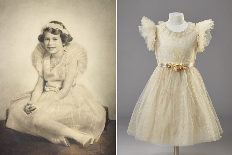 Princess Elizabeth in 1934 and her Edward Molyneux bridesmaid dress.