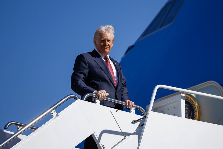 President Donald Trump boards Air Force One on Nov. 5, 2025 at Joint Base Andrews, Md.