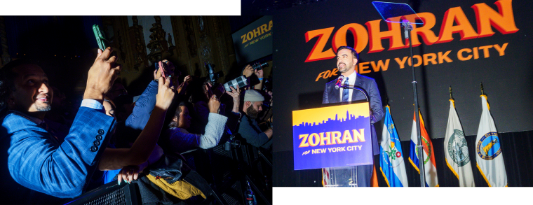 Zohran Mamdani speaks at an election night event at the Brooklyn Paramount Theater in New York on Tuesday.