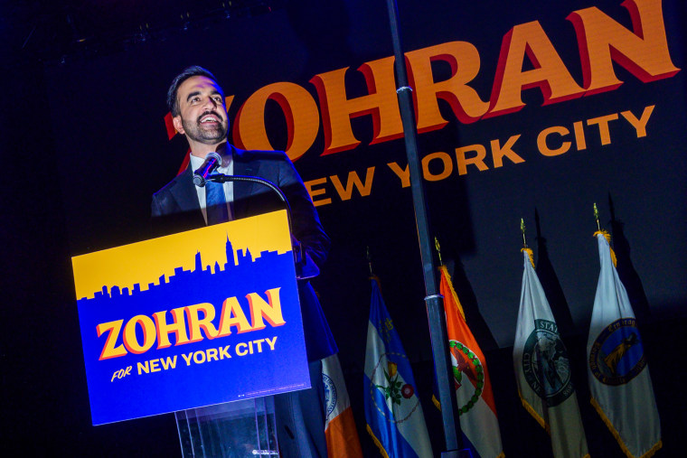 Mamdani takes the stage at his election night event at the Brooklyn Paramount Theater on Tuesday.