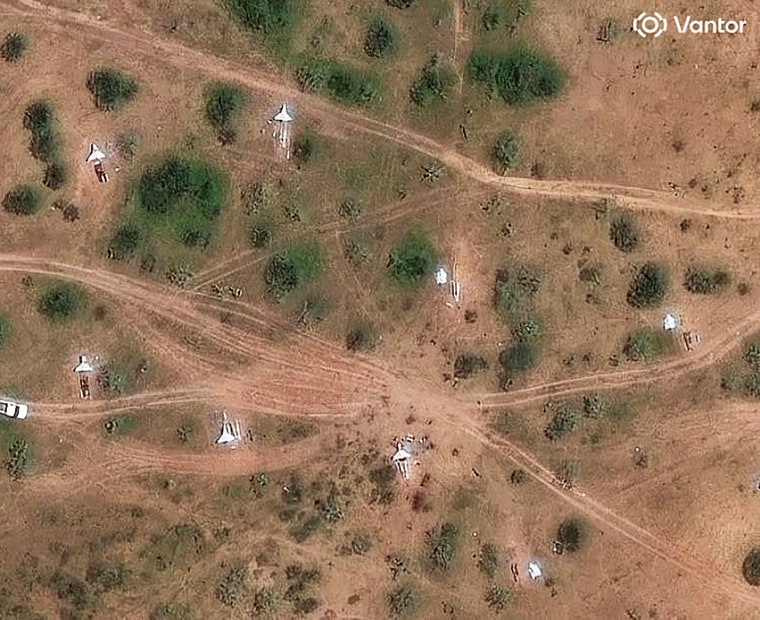 Delta wing drones and launchers at Sudan's Nyala Airport.