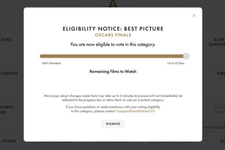 Academy nudges voters to actually watch all the Oscar contenders this year Email from the Academy Awards.