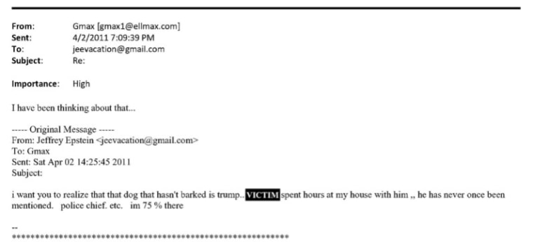 Epstein said Trump "spent hours" with someone that the committee says was a victim of Epstein's.