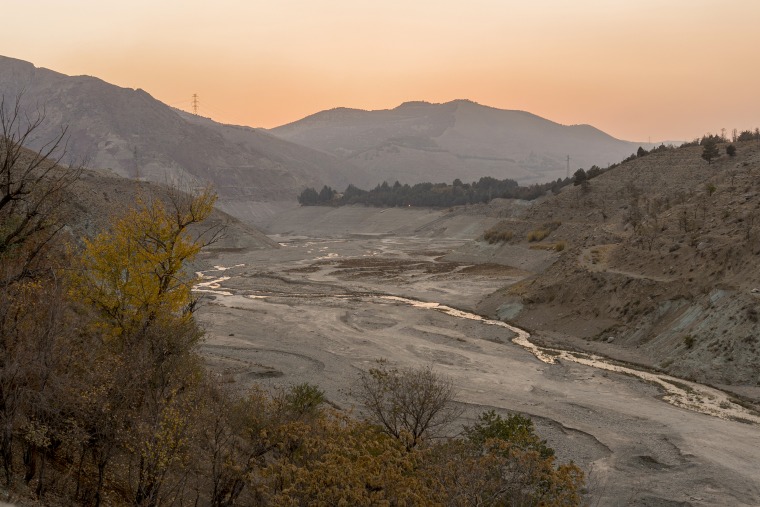 The receding waters of Latyan Dam