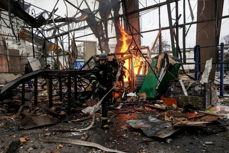 Aftermath of a Russian drone attack in Kharkiv