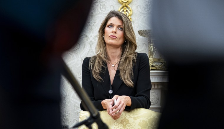 Lindsey Halligan in the Oval Office of the White House.