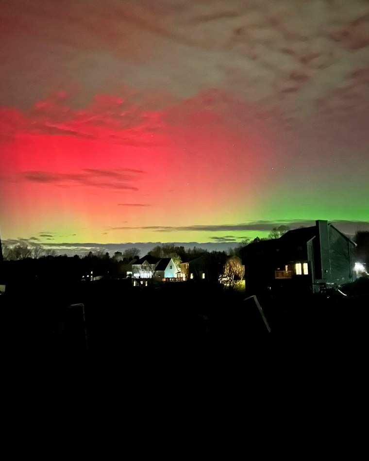 The northern lights seen in Athens, Ohio on Tuesday night.