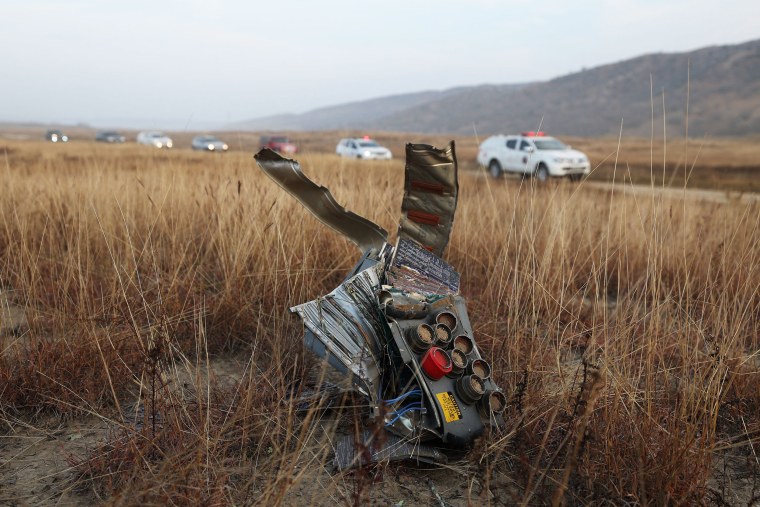 Wreckage is seen at the crash site of the Turkish C-130 military cargo plane