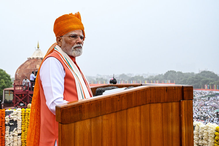 El primer ministro indio, Narendra Modi, pronuncia el discurso anual del Día de la Independencia