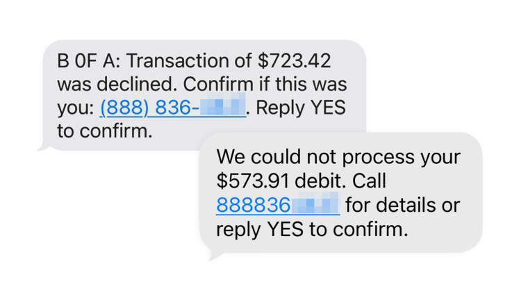 Hackers sent messages referencing transactions that didn't happen.