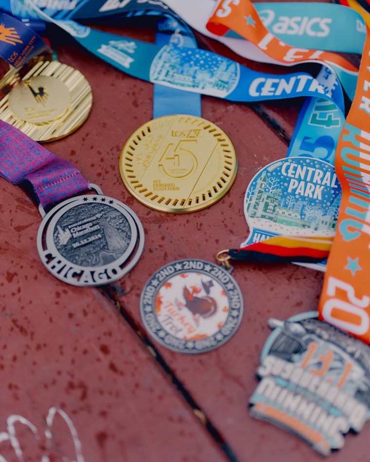 Goodwin's marathon medals. In November, she ran the New York City marathon for the first time. 