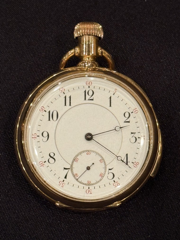Isidor Straus' 18-carat Jules Jurgensen watch, engraved and given to him for his 43rd birthday.