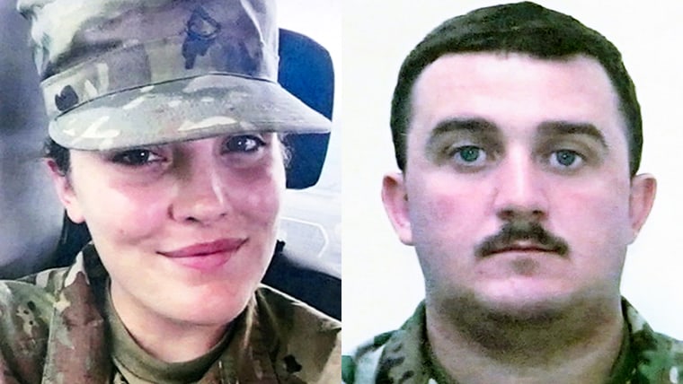 Sarah Beckstrom, left, and Andrew Wolfe, the National Guard members who were shot in Washington, D.C., on Wednesday.