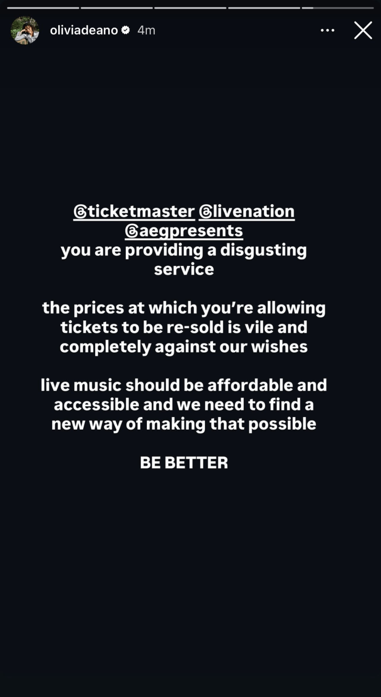 Olivia Dean critica Ticketmaster, Live Nation e AEG Presents pela avaliação de preços que a cerca 