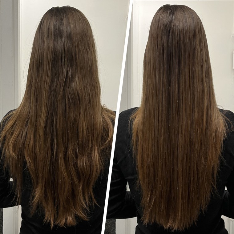 Before and after using the Shark Glam multistyler.