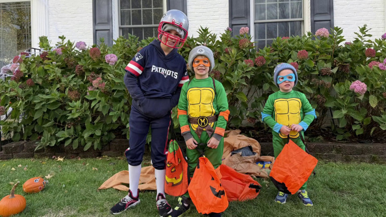 Dylan Dreyer's sons enjoying their first suburban Halloween.