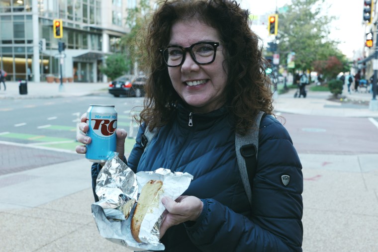 Deborah Stoddard with her Shysters Dog and RC Cola.