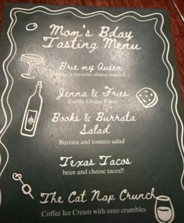 Thực đơn bữa tối 4 món của Jenna đều có ... phô mai.