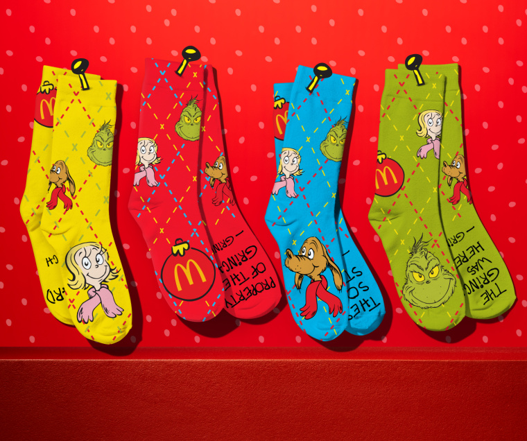 McDonald's Grinch socks.