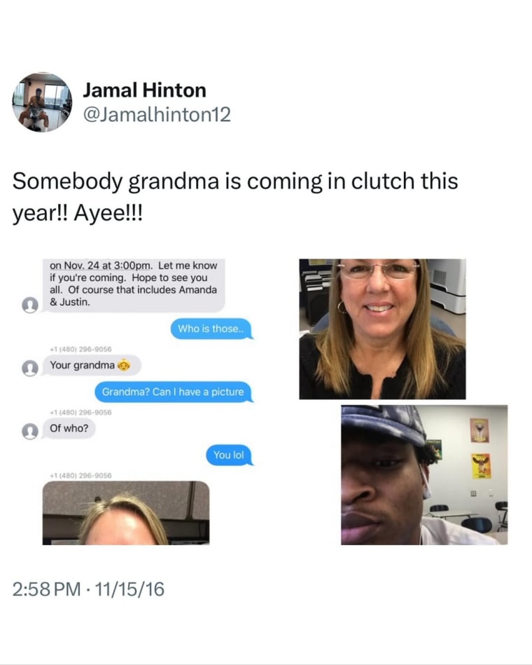 The original text exchange between Jamal Hinton and Wendy Dench, 2016.