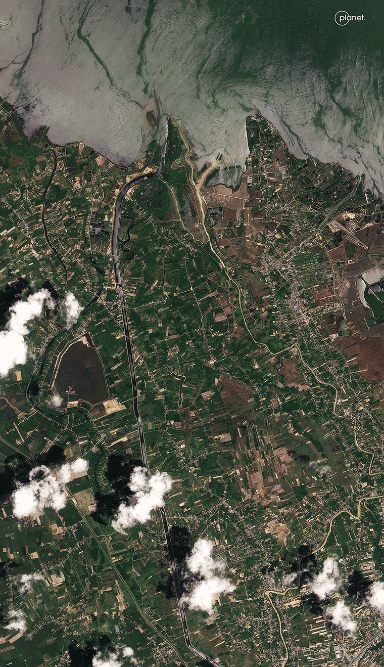 Areas south of Songkhla Lake, Songkhla, Thailand, Oct. 6, 2025 and Nov. 30, 2025