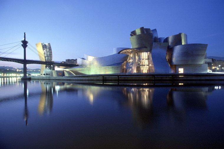 Exterior of Guggenheim Museum. Bilbao, Spain. Designed by Frank O Gehry.