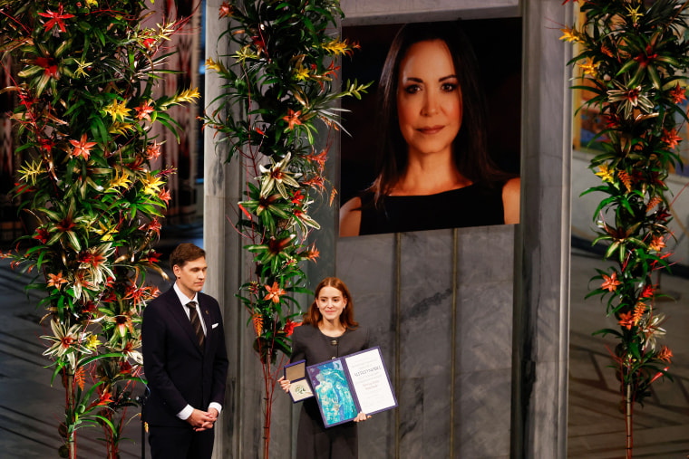 Image: TOPSHOT-NORWAY-VENEZUELA-NOBEL-PEACE-PRIZE