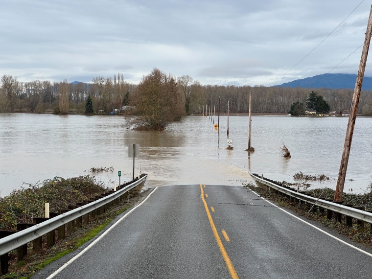 Flooding on Francis Road in Skagit County, Wash. on Friday.